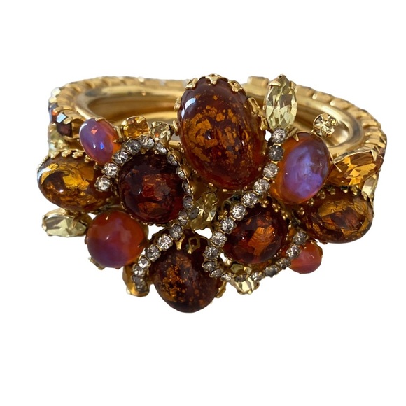 VTG SCHRAGER FIFTH AVENUE rare iconic cuff bangle dragons breath rhinestones - Picture 9 of 15